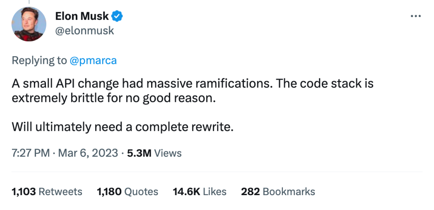 Elon Musk about rewrite of Twitter Elon Musk about rewrite of Twitter